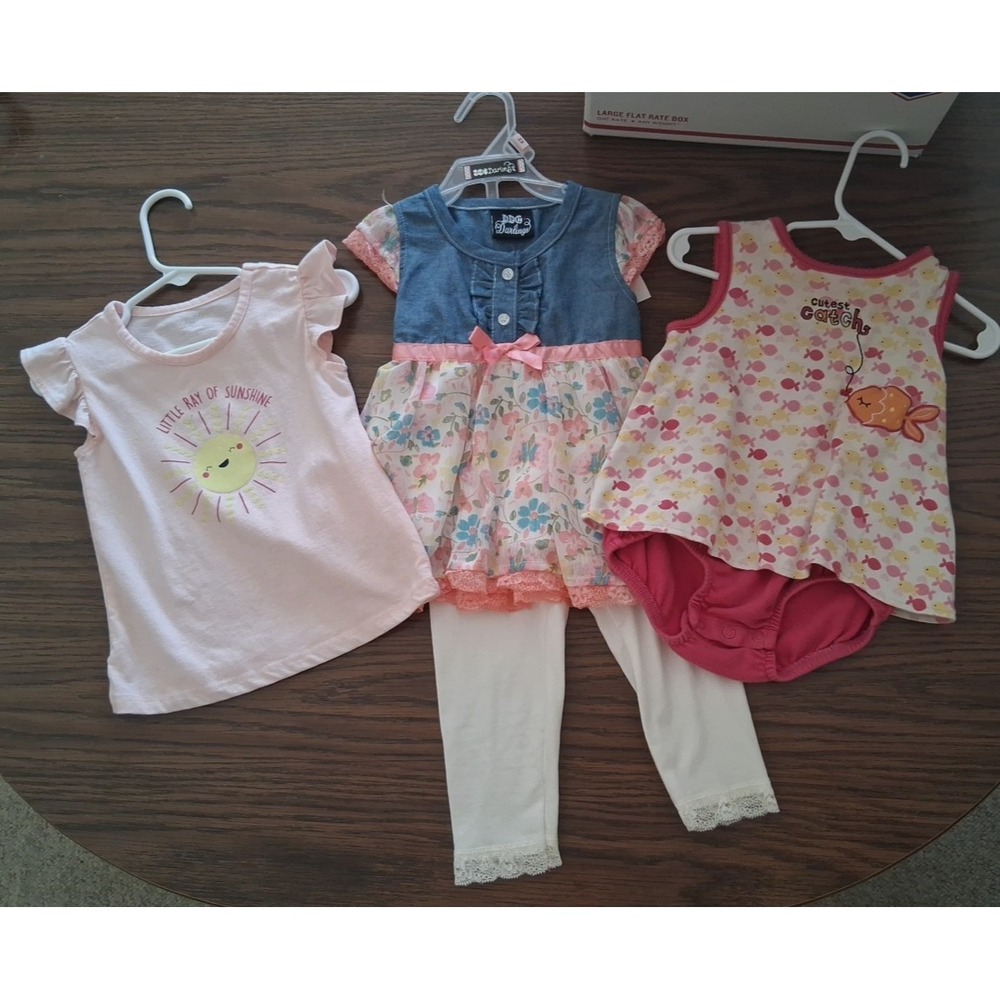 3 Baby Girl Clothes 24 mos DDG, Child Mine Carter's Cutest Catch Romper Dress +